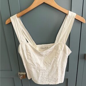Linen crop top, white, Abercrombie, size M
